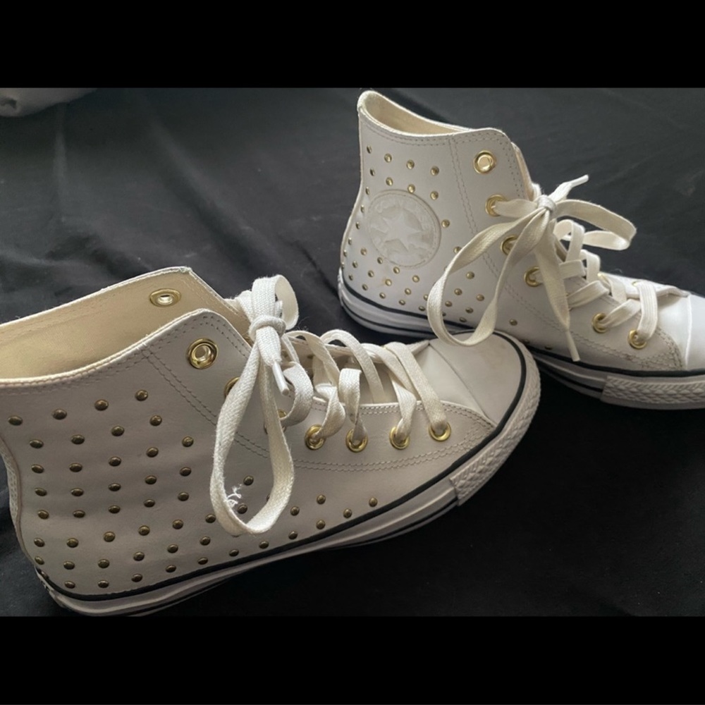 White and gold  converse